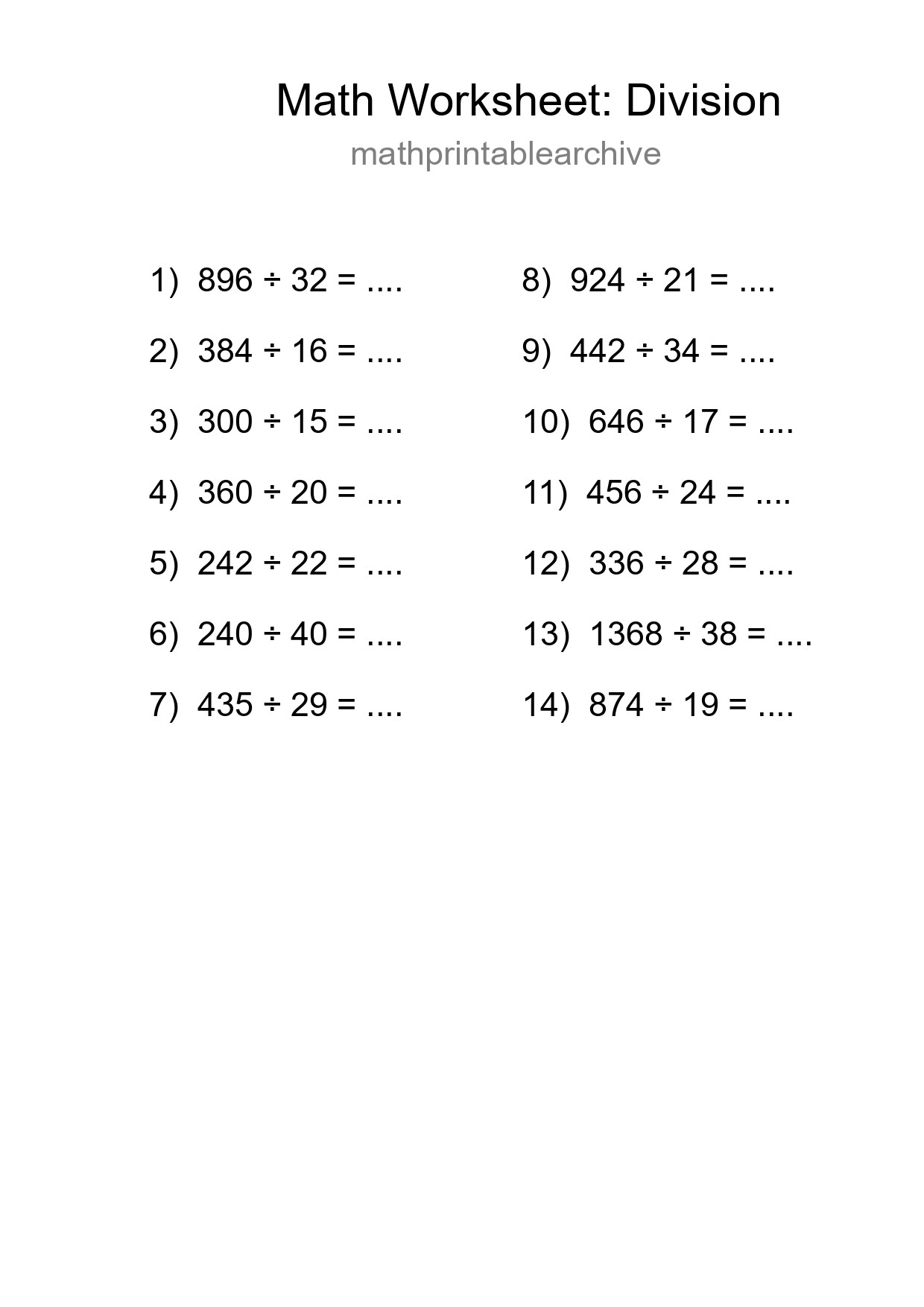 Free 14 Division Math Worksheet For Grade 2 With Answers - Part 59