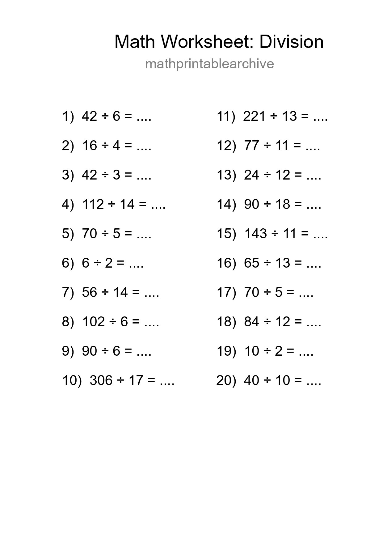Free 20 Division Math Worksheet For Grade 2 - Part 169