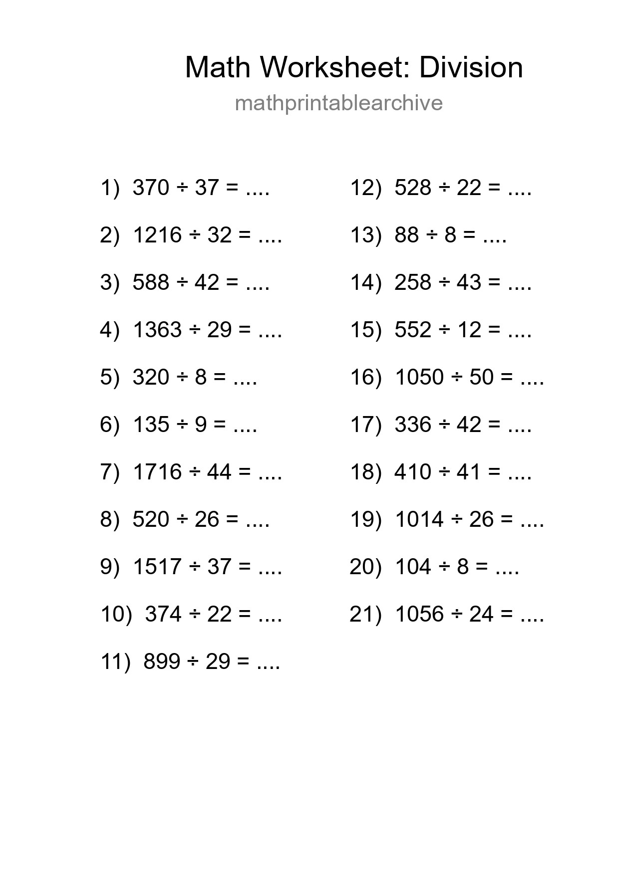Free 21 Division Math Worksheet For Grade 2 With Answers - Part 136
