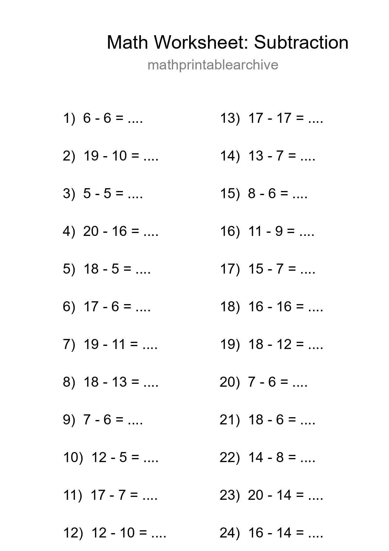 Free 24 Subtraction Math Worksheet For Grade 2 - Part 239