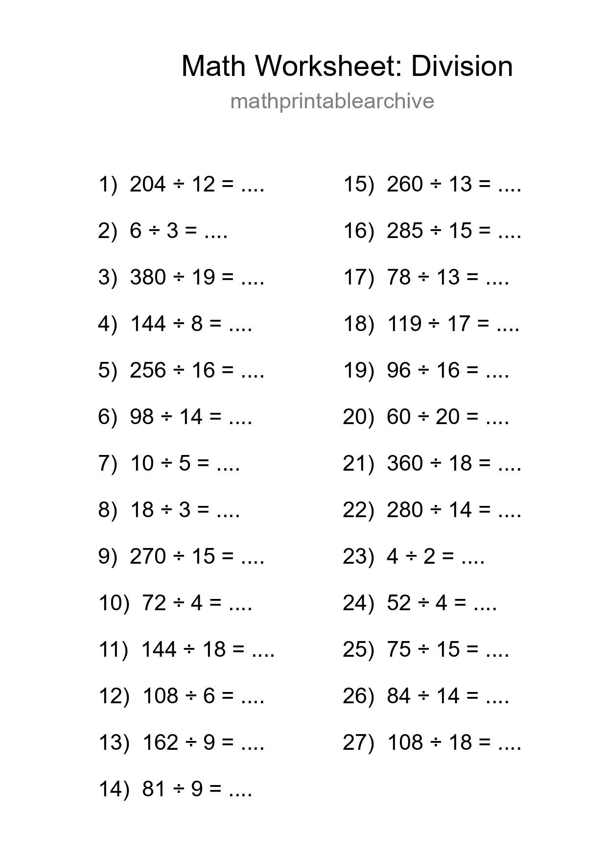 Free 27 Division Math Worksheet For Grade 2 - Part 191