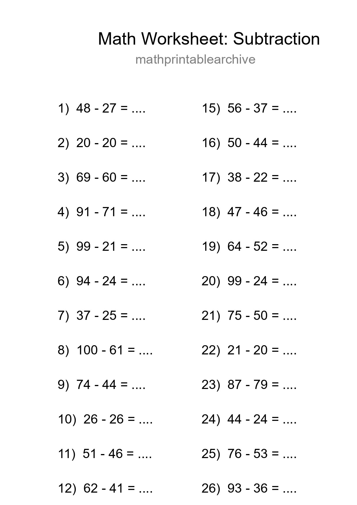 Free 27 Subtraction Math Worksheet For Grade 3 With Answers - Part 151