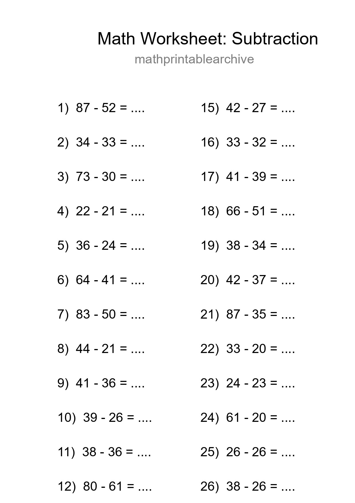 Free 27 Subtraction Math Worksheet For Grade 3 With Answers - Part 184