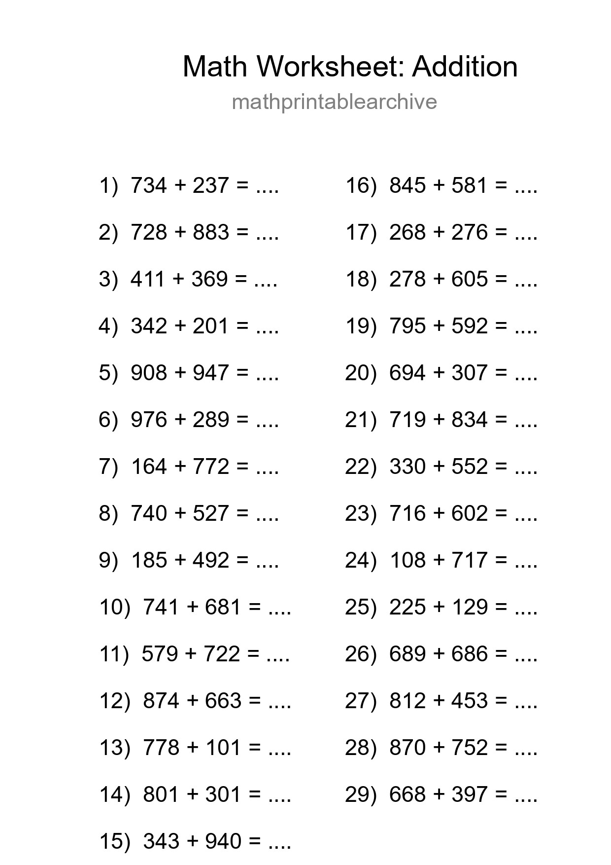 Free 29 Addition Math Worksheet For Grade 5 With Answers - Part 56