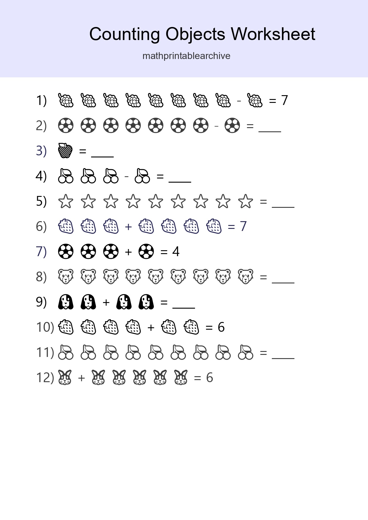 Free Counting Objects Worksheet For Kindergarten - Part 157