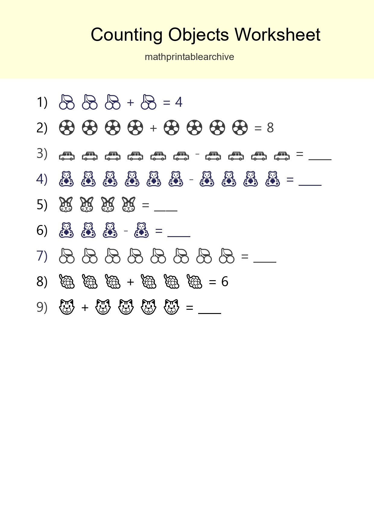 Free Counting Objects Worksheet For Kindergarten - Part 201