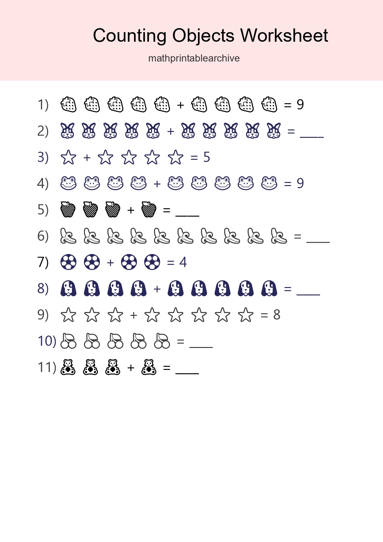 Free Counting Objects Worksheet For Kindergarten - Part 223