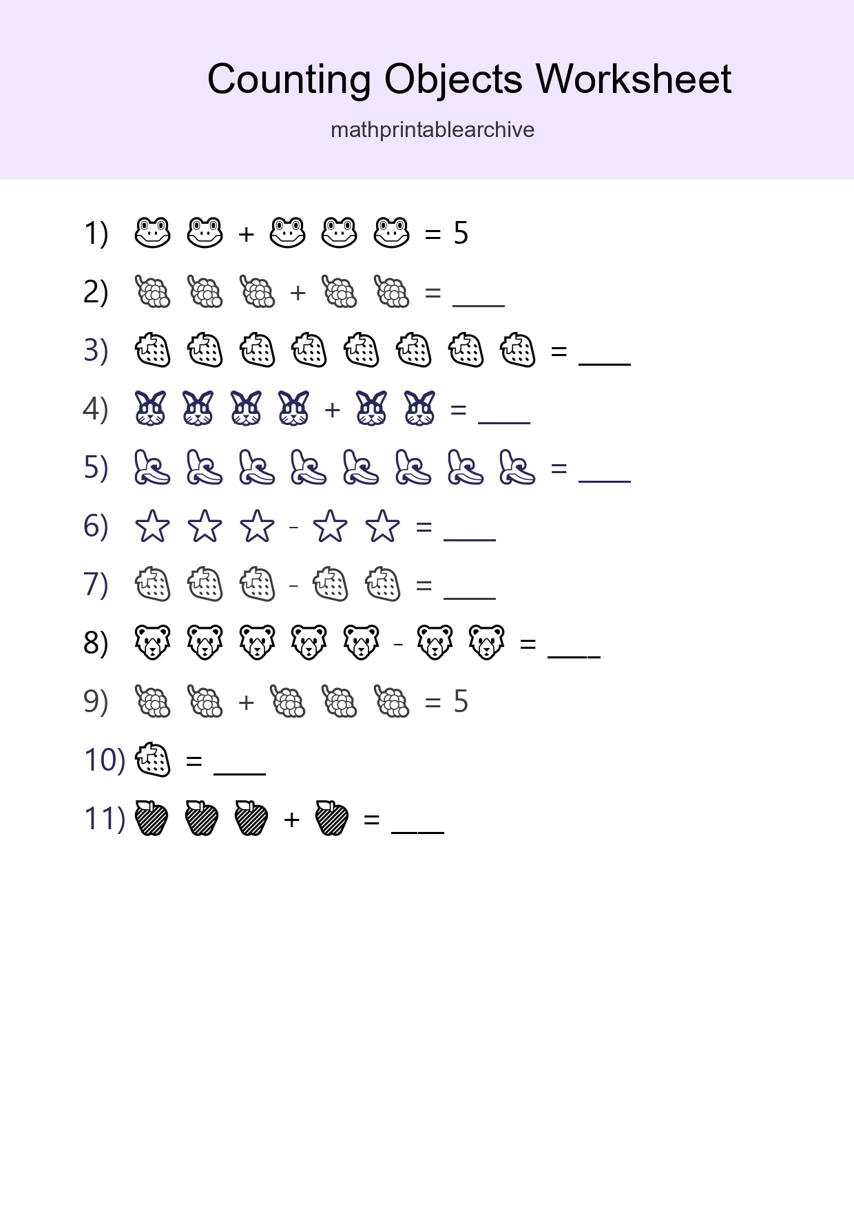 Free Counting Objects Worksheet For Kindergarten Printable - Part 245