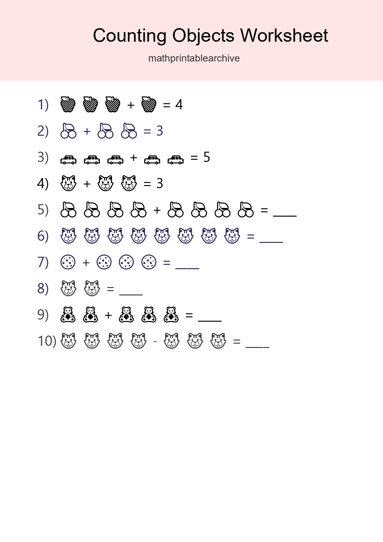 Free Counting Objects Worksheet For Kindergarten Printable - Part 300