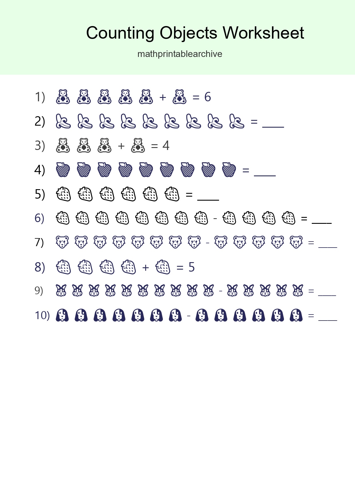 Free Counting Objects Worksheet For Kindergarten Printable - Part 58