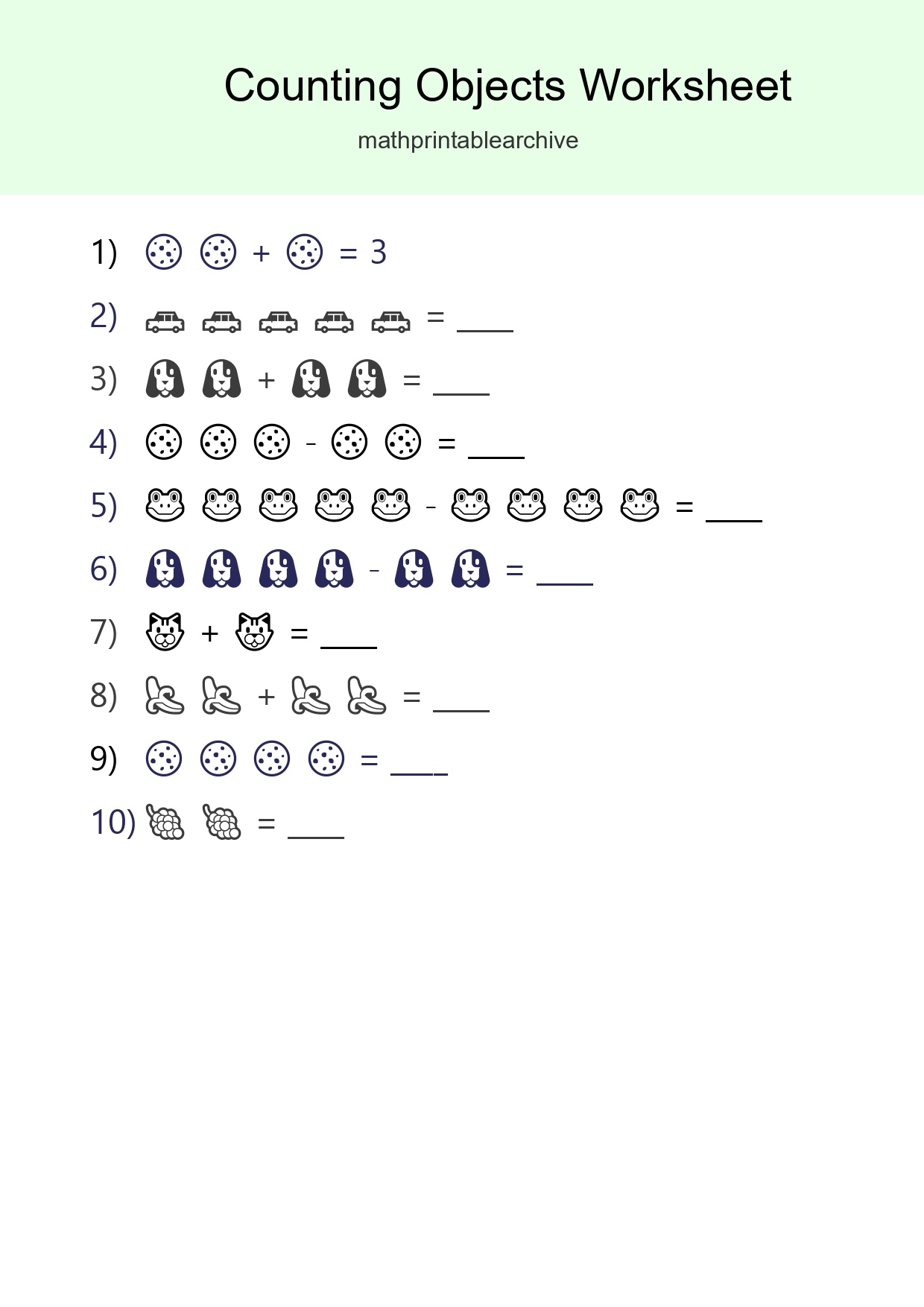 Free Counting Objects Worksheet For Pre-K - Part 146