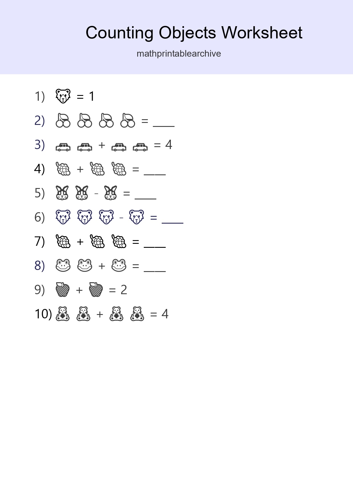 Free Counting Objects Worksheet For Pre-K Printable - Part 113