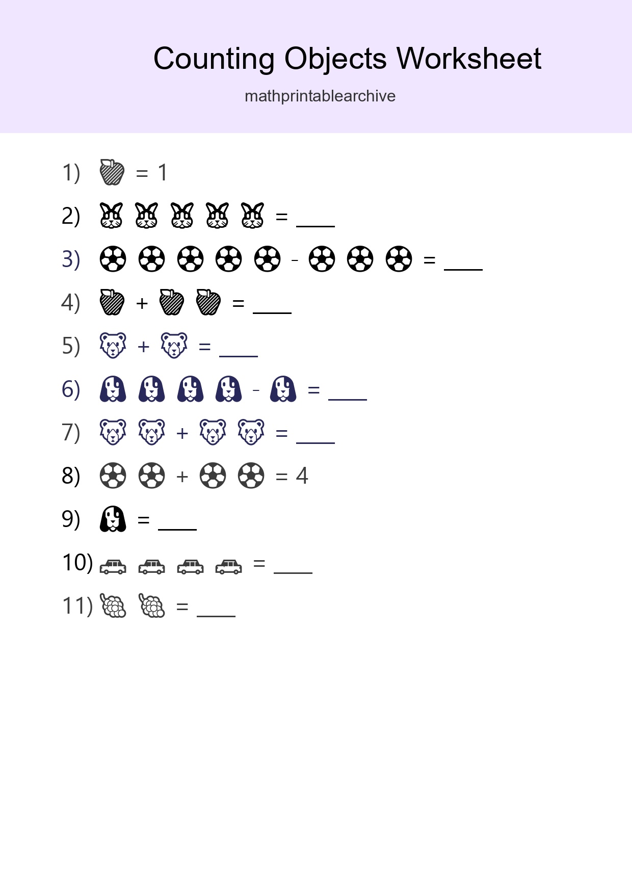 Free Counting Objects Worksheet For Pre-K Printable - Part 25