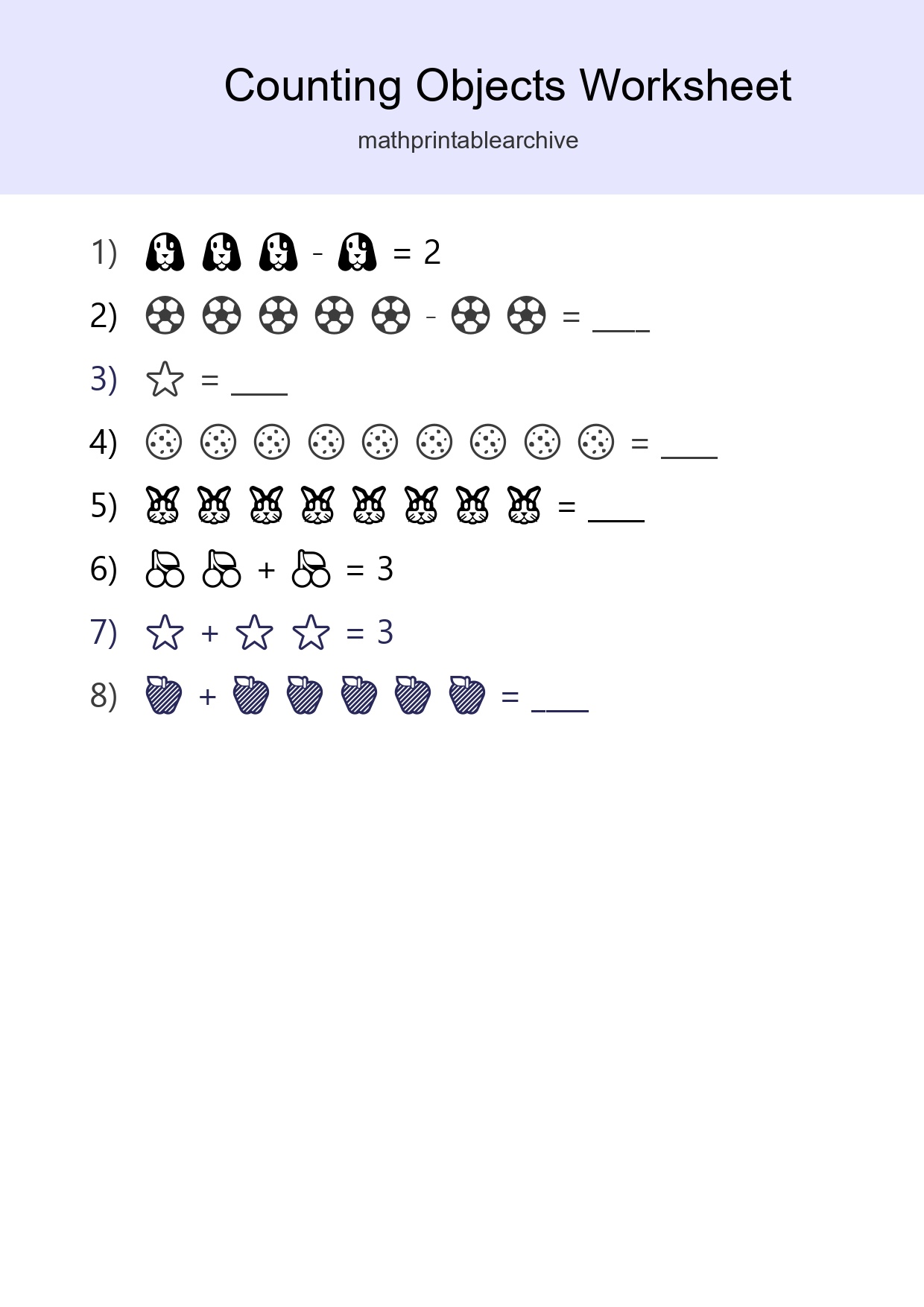 Kindergarten Count The Objects Worksheet - Part 14
