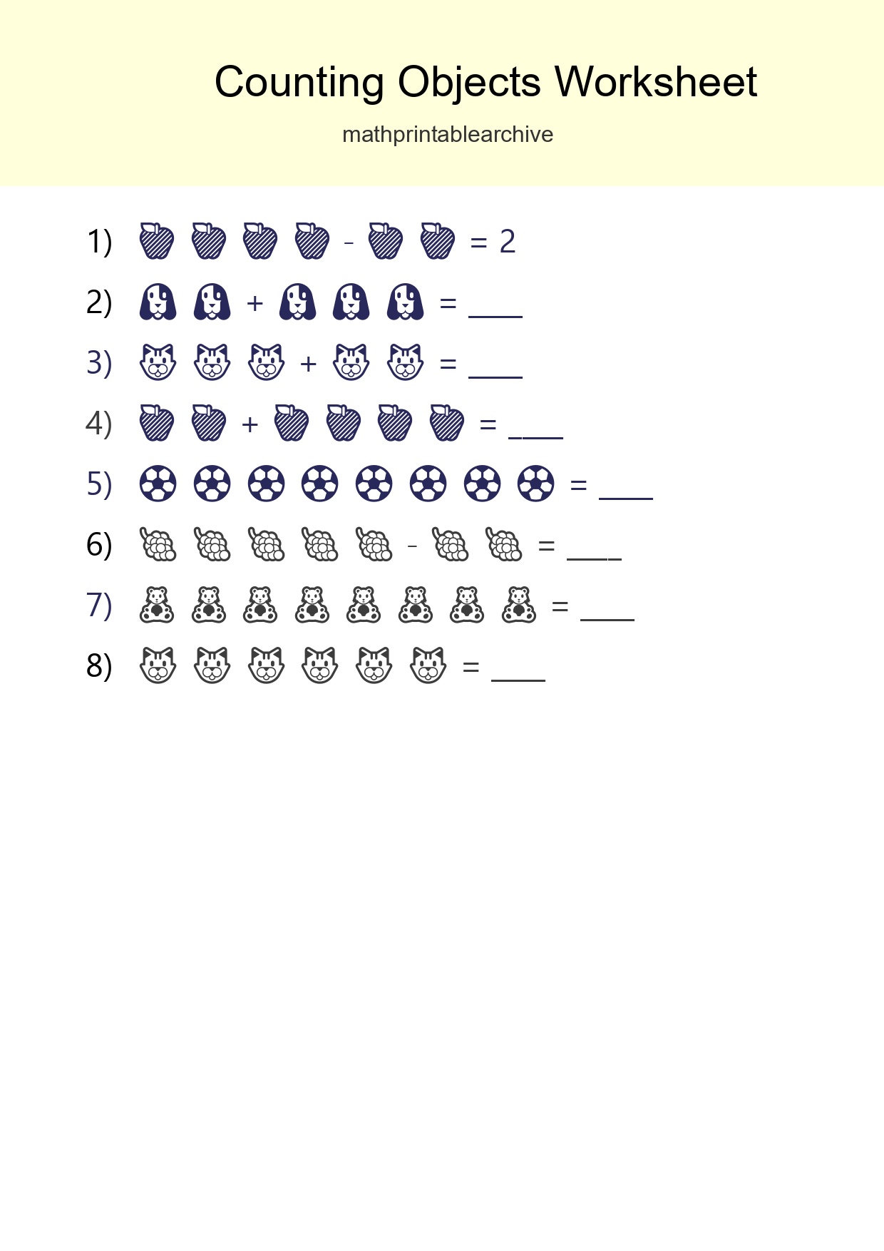 Kindergarten Count The Objects Worksheet - Part 179