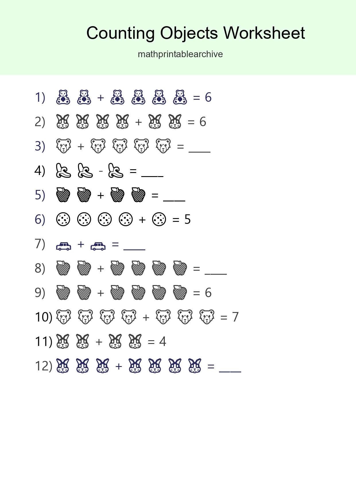 Kindergarten Count The Objects Worksheet - Part 278