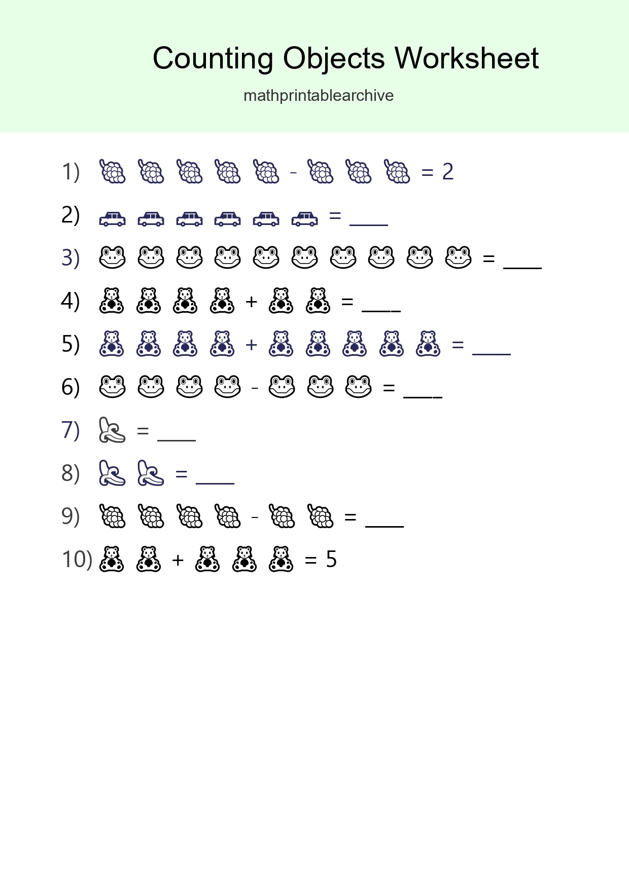 Learn Counting With Pictures Worksheet (Kindergarten) - Part 124