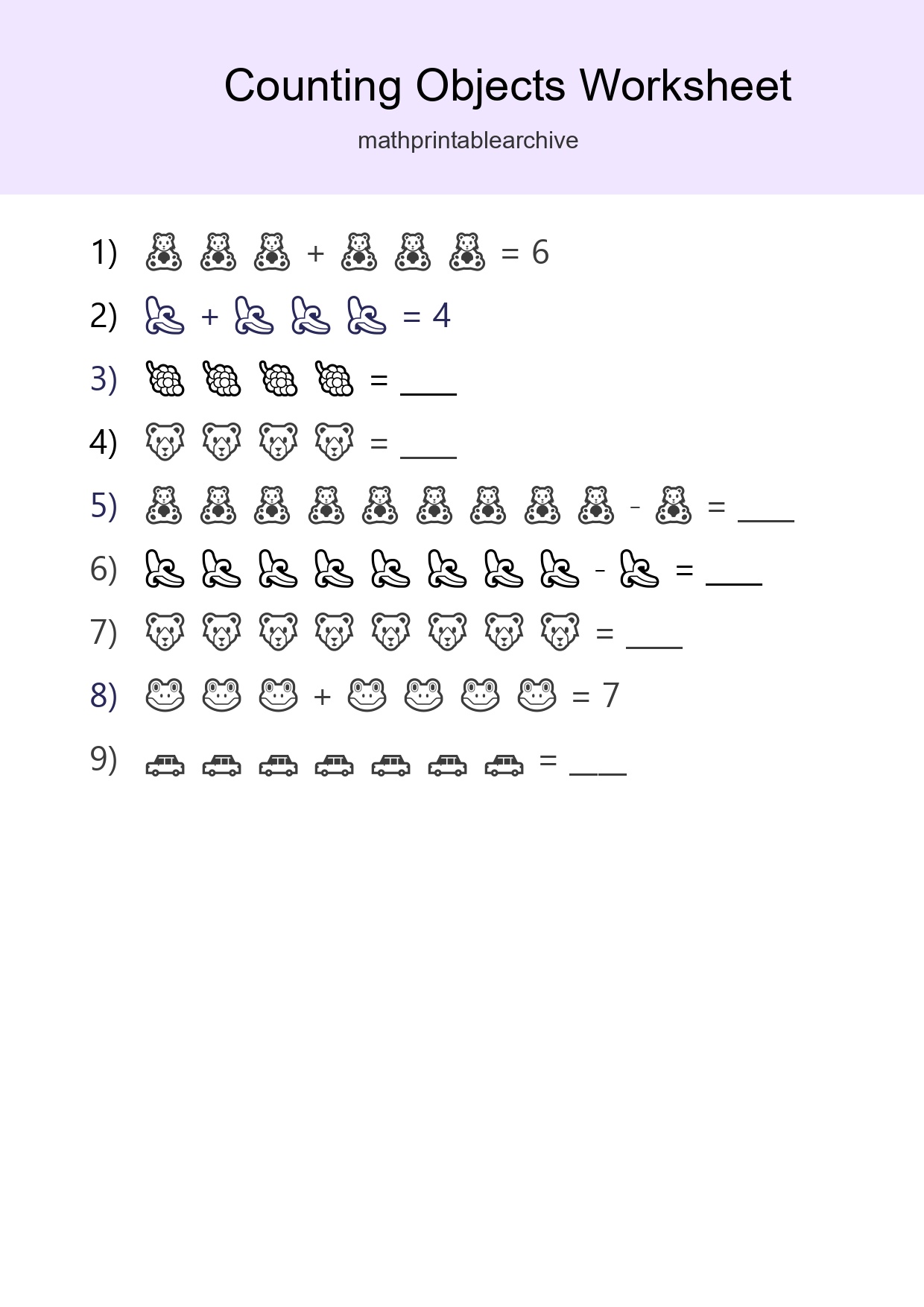 Learn Counting With Pictures Worksheet (Kindergarten) - Part 135