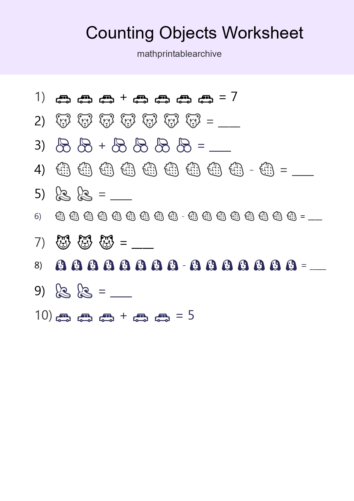 Learn Counting With Pictures Worksheet (Kindergarten) - Part 267